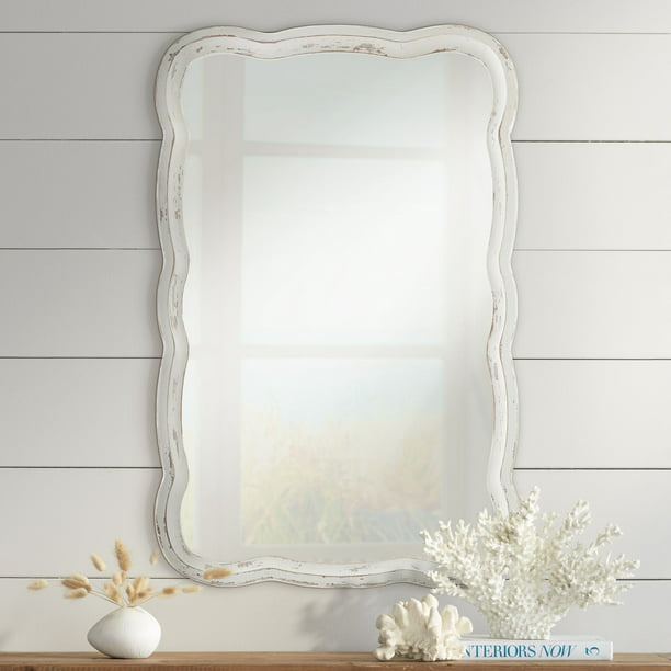 Noble Park Scallop Edge Rectangular, White Cottage Bathroom Mirror