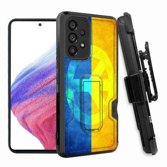 ANJ Rugged Shockproof Hoster Case w/Card Slot, Kickstand Tempered Glass Cover for Samsung Galaxy A33 5G - Peace for Ukraine 2