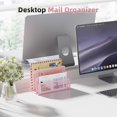 thumbnail image 2 of Mail Organizer for Desk, 3-Slot Mesh Metal Mail Holder countertop, Letter Holder, Office Desktop Envelope and Document Storage Rack (Pink), 2 of 6