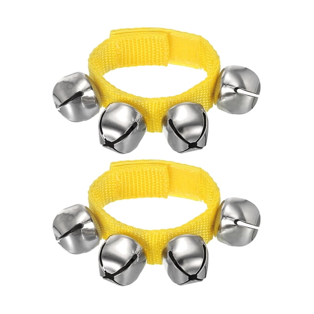 Unique Bargains 2 Pcs Clochettes de Poignet, Clochettes à Grelots Clochettes de Cheville Instruments de Percussion Rythme Musical pour Fête Noël, Jaune