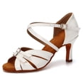thumbnail image 5 of Hinvhai Ballroom Dance Shoes Women, Latin Salsa Bachata Practice Performance Dancer Shoes White 9(42), 5 of 6