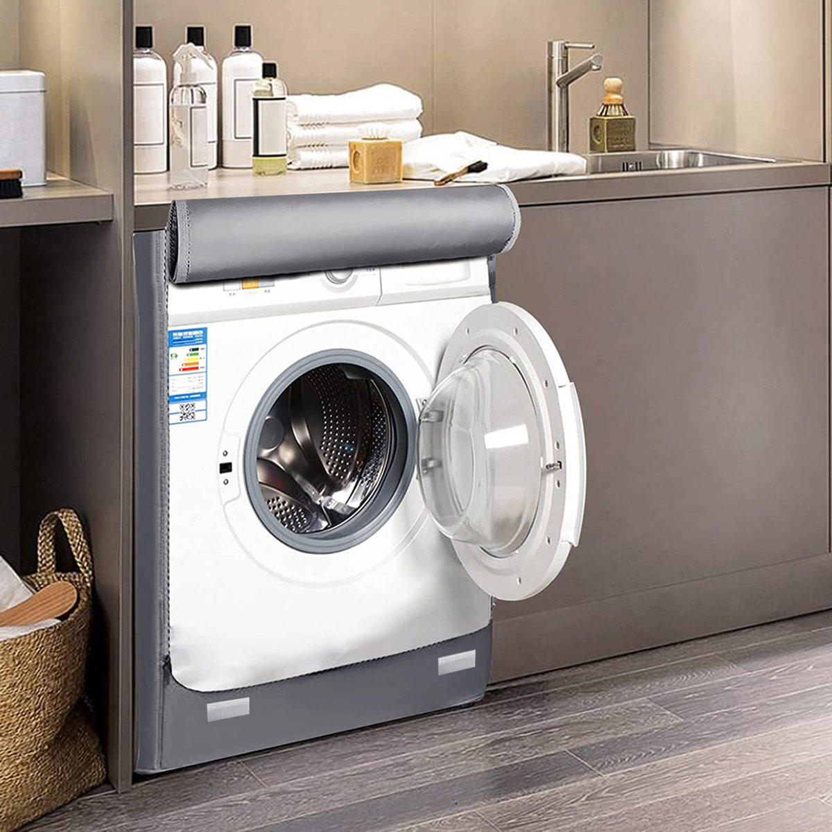 Waterproof & Dustproof Washing Machine Cover, Top & Front Load Washer Dryer Lid Cover, Grey, 27" L x 33" W x 39"H