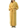 thumbnail image 3 of lcziwo Fuzzy Robes Women Fleece Bathrobes Soft Sleepwear Warm Couple Pajamas Winter Sleepwear Full Length Nightgowns with Pocket,Yellow,XXXL, 3 of 7
