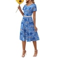 thumbnail image 5 of Fantaslook Summer Dresses for Women Casual Short Sleeve Pleated Dress Flowy Floral Dress with Pockets Flare Midi Sundress, 5 of 9