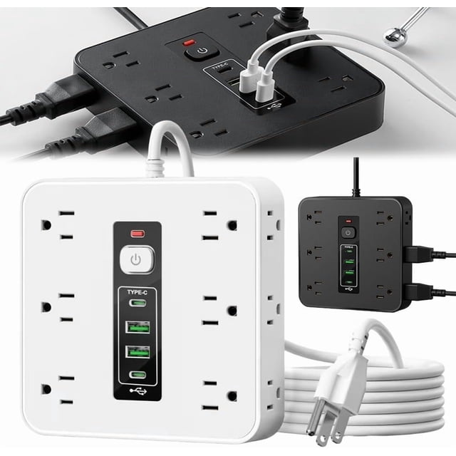 16-in-1 Power Strip with Switch & Surge Protection, Travel Extension Cord with USB Ports, Outlet Electrical Extender, 6.5FT Extension Cord On/Off Switch