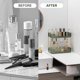 thumbnail image 4 of Organizador de encimera de baño, bandeja de tocador de 2 niveles, estante de encimera multifuncional para gabinete de baño - Verde hoja, 4 of 5