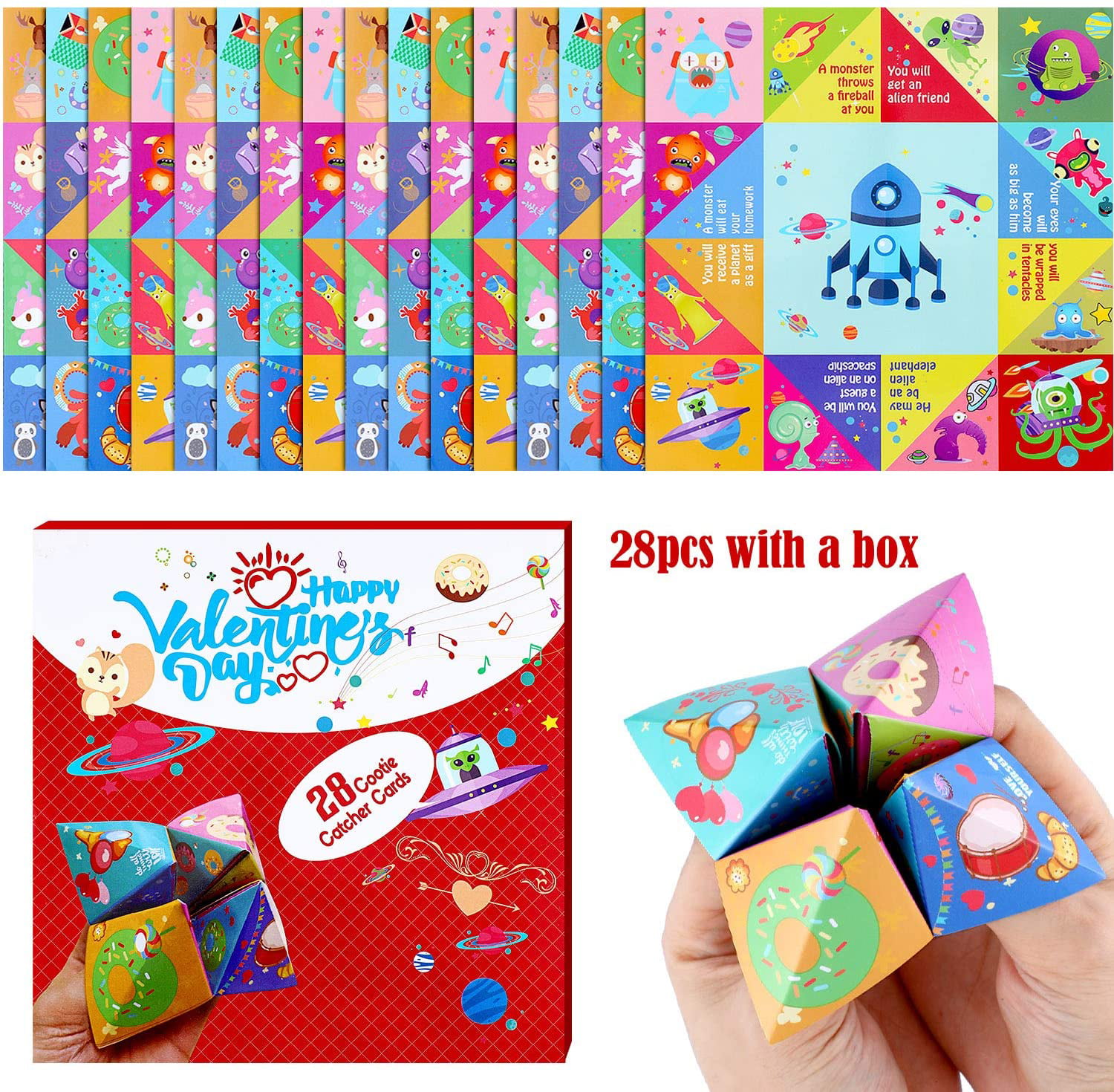 Origami 20 Fortune Teller Valentines Day Cards Classroom Exchange Party Fun Box 