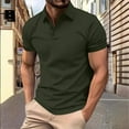 thumbnail image 2 of Stamzod Mens Short Sleeve Shirts Summer Solid Color Turndown Pullover Tops Business Casual Work Shirts for Men Army Green M, 2 of 7