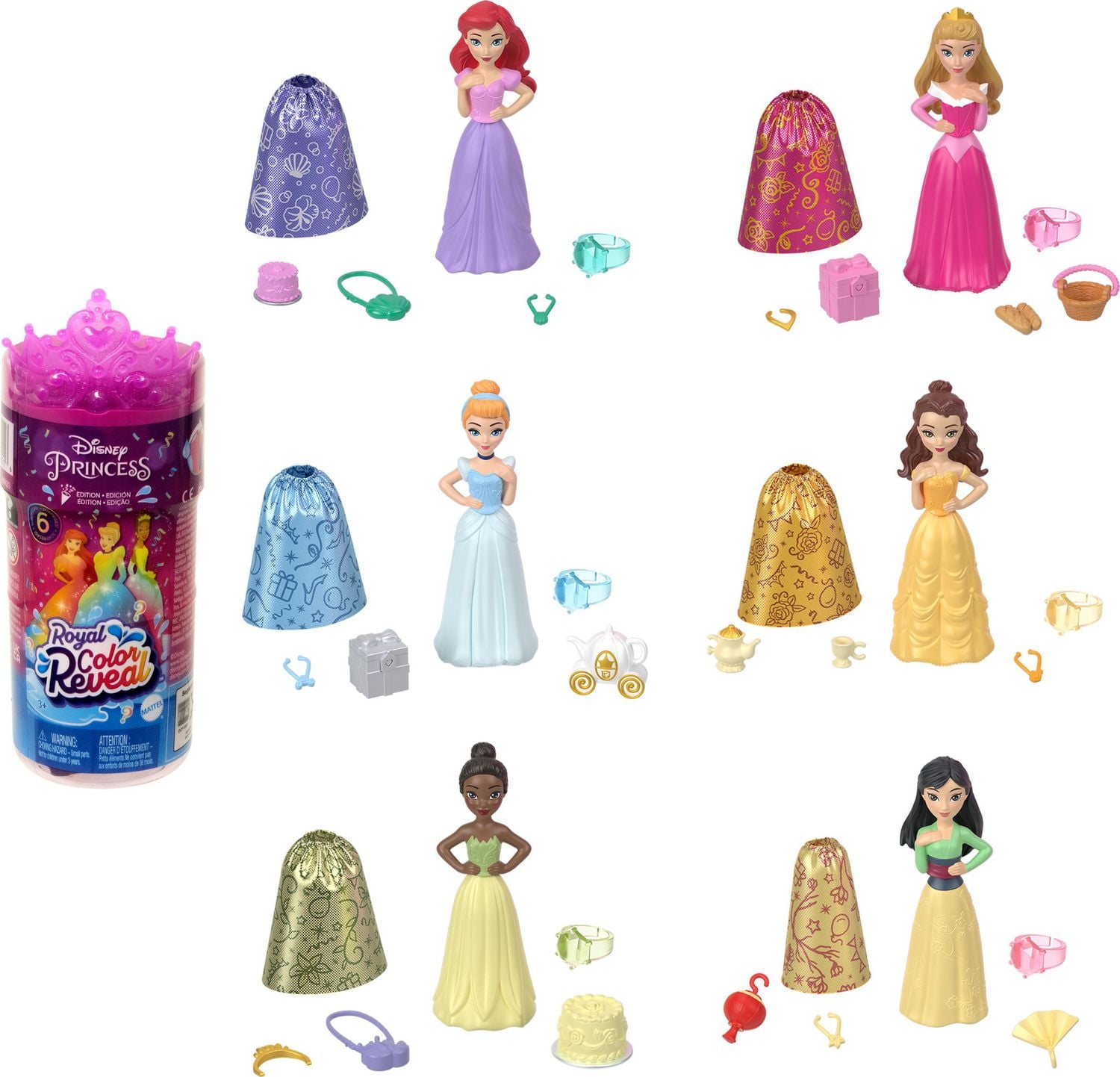 Princesses Disney - Poupée Royauté Color Reveal avec 6 surprises - Série célébration Âges 3+
