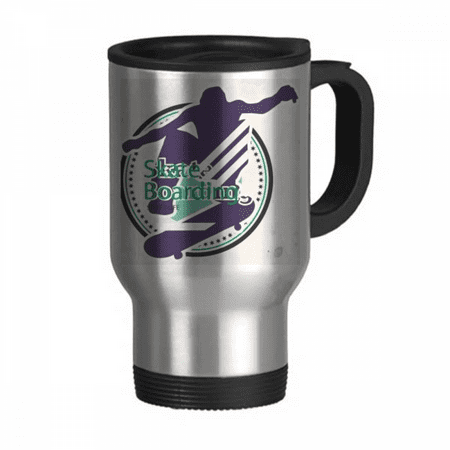 

Extreme Sports Athletes Skate Boarding Illustration Travel Mug Flip Lid Stainless Steel Cup Car Tumbler Thermos
