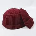 thumbnail image 6 of Viworld Unisex Winter Beanie Hat Short Ribbed Fisherman Skullcap Trawler Knit Cuff Beanie Cap, Wine Red, 6 of 7