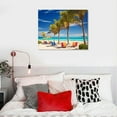 thumbnail image 4 of Nawypu Hawaii Beach Canvas Wall Art Blue Ocean Palm Tree Modern Landscape Artwork Print Coconut Trees Seascape Framed Painting Living Room Home Office Wall Décor 20x16in, 4 of 4
