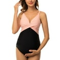 thumbnail image 3 of Ecavus Women's Maternity Swimsuit One Piece V-Neck Swimwear, 3 of 5