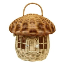 TENEBRALUX Handmade Wicker Mushroom-Shaped Storage Basket for Outdoor, Kids, Decor, Photography Props