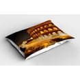 thumbnail image 2 of Ambesonne Italy Pillow Sham 2 Pack, Colleseum at Night Rome, 36"x20", Amber Marigold Black, 2 of 3