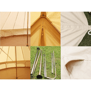 Latourreg Outdoor Glamping Waterproof Cotton Canvas 13.1ft(4Meter) Bell Tent with Side-Wall Stove Jack Glamping Yurt Tent with Mesh Screen Door and Windows