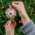 thumbnail image 4 of Hello Valentine’s Day Pug Flower Crown Romantic Pink Floral Ceramic Round Ornament Dog Lover Gifts Home Tree Decor - 00031, 4 of 5