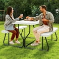 thumbnail image 4 of Fenbeli Outdoor Picnic Table with Bench Set for BBQ, Camping, Patio, White, 4 of 7