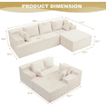 thumbnail image 4 of Reliancer Cloud Sectional Couch with L Shaped Chaise, 96.8" Modern Modular Sofa with 5 Pillows, Corduroy Upholstered Deep Seat Couches for Living Room Bedroom, Beige, Right, 4 of 8