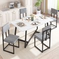 thumbnail image 2 of UHOMEPRO Dining Table Set for 4, Modern Faux Marble Tabletop and 4 Velvet Upholstered Chairs, Modern Kitchen Table and Chairs for Breakfast Small Spaces, 5 Piece Dining Room Table Set, White+Gray, 2 of 11