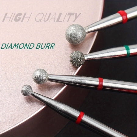 Professional Cuticle Drill Bits - 4pcs 3/32 Cuticle Clean Drill Bits - Round Ball Head Cuticle Cleaner Remover for Nail Drill - Nail Art Tool