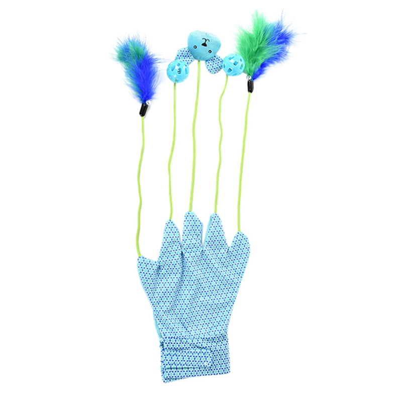 Ardorlove Interactive Teaser Cat Glove Toy with Bell Balls Feather Toy