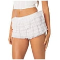 thumbnail image 2 of YMNXA Womens Skirt High Waist Solid Color Lace Trim Layered Fashion Mini Skirt For Casual Wear And Party White M, 2 of 3
