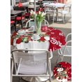thumbnail image 4 of Outdoor Tablecloth with Umbrella Hole and Zipper, Red Christmas Snowman Round Table Cloth 54 Inch Waterproof Tablecloth, Xmas Botanical Birds Snowflake Picnic Table Cover for Patio Camping, 4 of 7