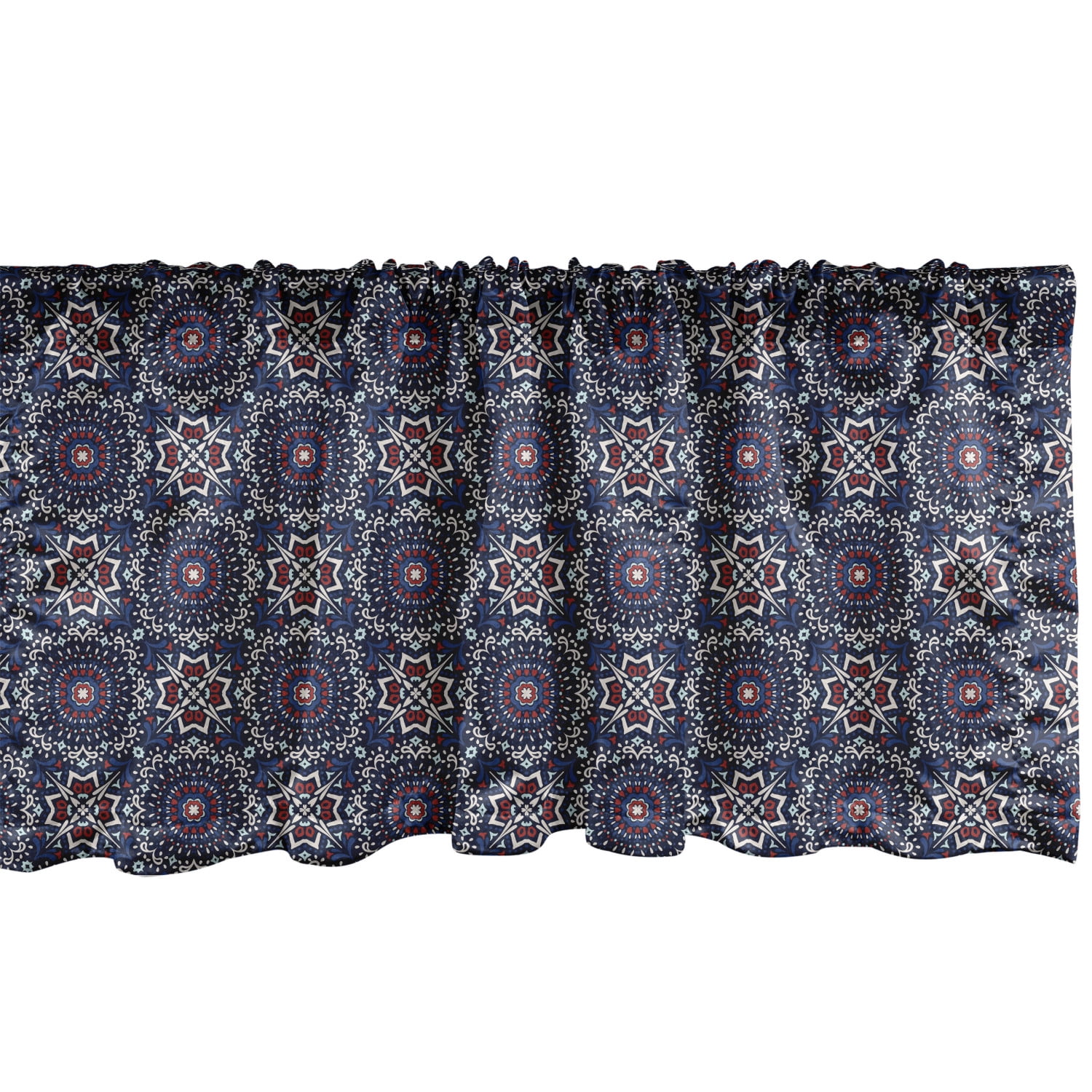 Ambesonne Boho Window Valance, Folk Mediterranean Style Complex Jumble