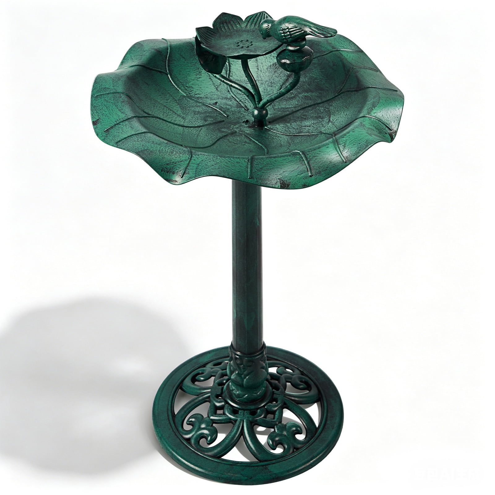 Resin Bird Bath With Lotus Edge & Feeder Tray, 50*50*86cm