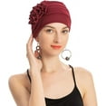 thumbnail image 4 of Dalrosia Women Turban Beanie Hat with Flower Chemo Headwear Elastic Head Wrap Cap, 4 of 7