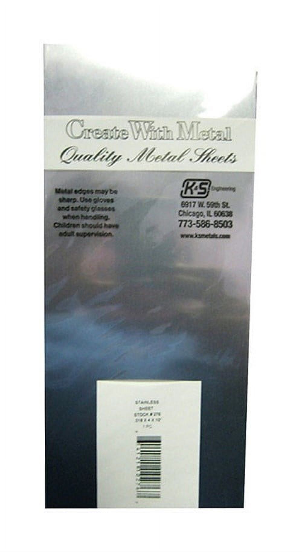 K&S Sheet 4" X 10" 0.018 " T Stainless Steel Bagged