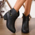 thumbnail image 3 of Dakaela Women's Short Ankle Boots Chunky Heel Cowboy Cowgirl Western Booties Buckle Zipper Winter Dress Work Boot Black Size 8.5, 3 of 8