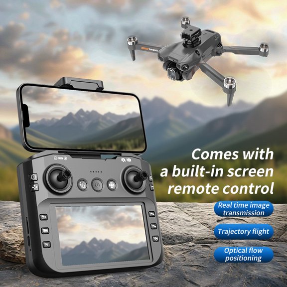 Foldable Quadcopter Drone | Brushless Motors, Large Display Remote Control, 360° Obstacle Avoidance, Optical Flow Hovering Technology, Front/Back Flips, Long-range, High-quality