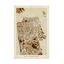 Trademark Fine Art Michael Tompsett San Francisco City Street Map Canvas Wall Art - 12x19