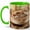 Green, variant on Sleeping Kitten Coffee Mug, Floral Teacup Cat Lover Design, 11 oz Ceramic Cup