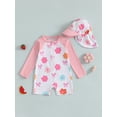 thumbnail image 4 of BemeyourBBs Toddler Baby One Piece Swimsuit with Sunhat Set Infant Girl Bathing Suit Long Sleeve Rash Guard Floral Bow Strawberry Print Half Zipper Swimwear Summer Beachwear, 4 of 9