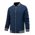 thumbnail image 1 of PEASKJP Men's Lightweight Jacket Casual Spring Fall Windbreaker Bomber Zip Up Coat With Pocket(Blue,L), 1 of 9