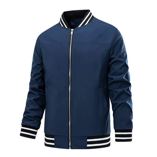 PEASKJP Men's Lightweight Jacket Casual Spring Fall Windbreaker Bomber Zip Up Coat With Pocket(Blue,L)