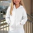 thumbnail image 2 of Child Padded Jacket Dqueduo Children's Winter Solid Color Full Zip Hooded Fleece Lined Sweatshirt Coat Jacket White 5-6 Years, 2 of 10
