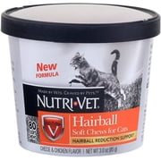 Nutri-Vet Hairball Soft Chew for Cats, Cheese & Chicken Flavor, 80 Chews