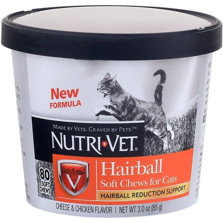Nutri-Vet Hairball Soft Chew for Cats, Cheese & Chicken Flavor, 80 Chews