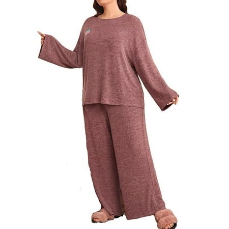 

Casual Fruit&Vegetable Round Neck Pant Sets Redwood Long Sleeve Plus Size Pajama Sets