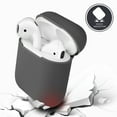 thumbnail image 3 of Silicone Protective Case for Apple AirPods - 4 in 1 Shock Resistant Skin Cover Airpod Accessories Kit Set with Anti Lost Straps, Ear Hooks Sports Fin & EVA Storage Case (Gray), 3 of 7