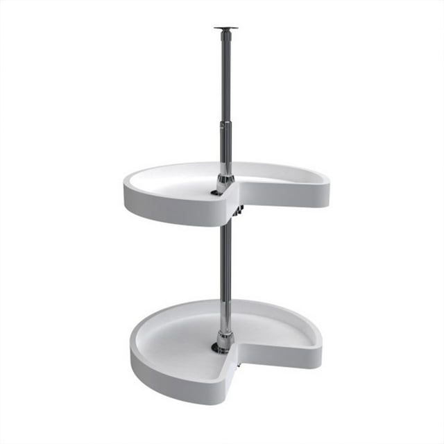 Rev-A-Shelf 6472-18-11-52 18 Inch Kidney Shaped 2-Shelf Lazy Susan, White
