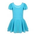 thumbnail image 2 of inlzdz Girls Ruffle Short Sleeve Ballet Dress One Piece Tank Leotard Team Competition Dancewear Blue 5-6, 2 of 7