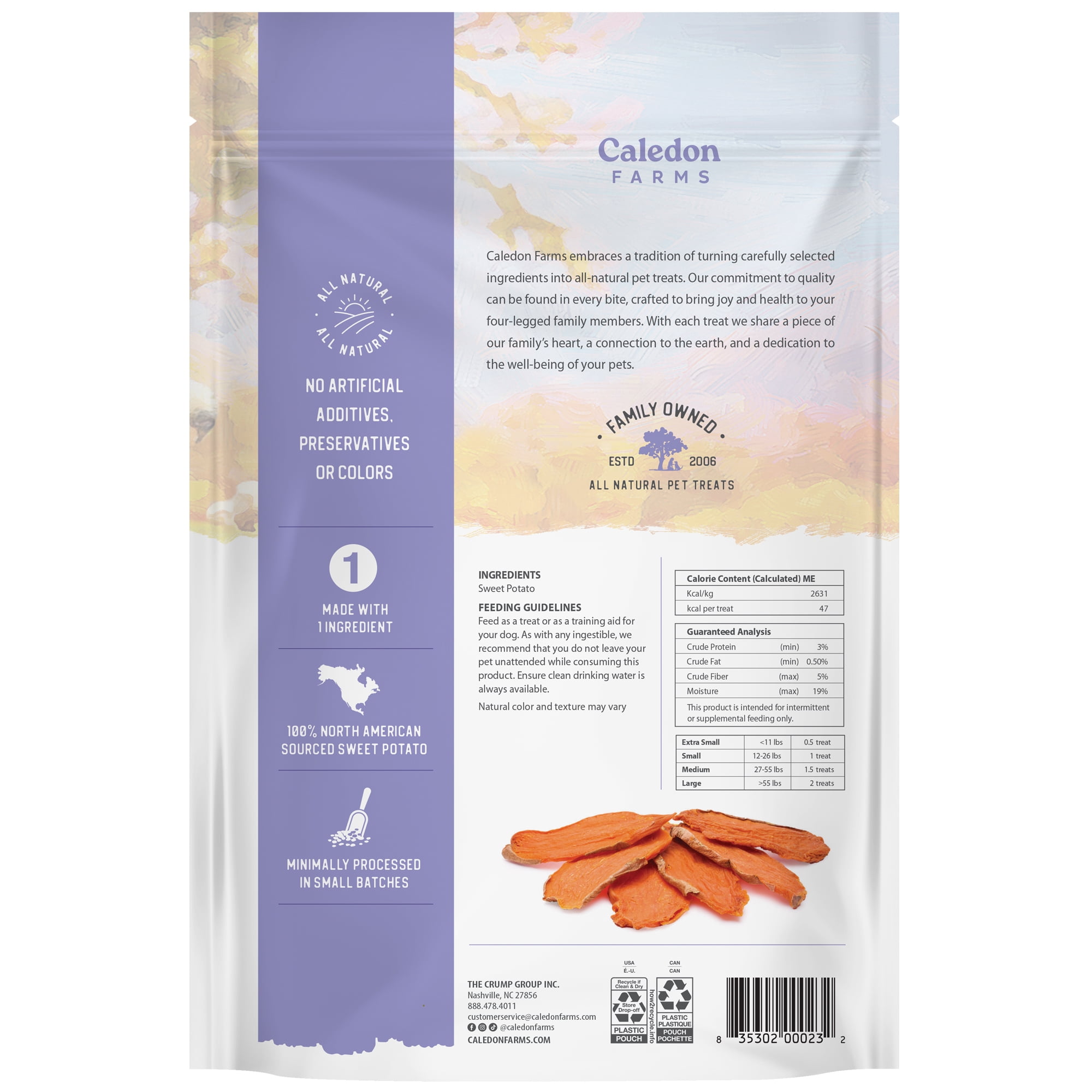 (6 pack) Caledon Farms Natural Sweet Potato Chews Dog Treats, 9.3 oz