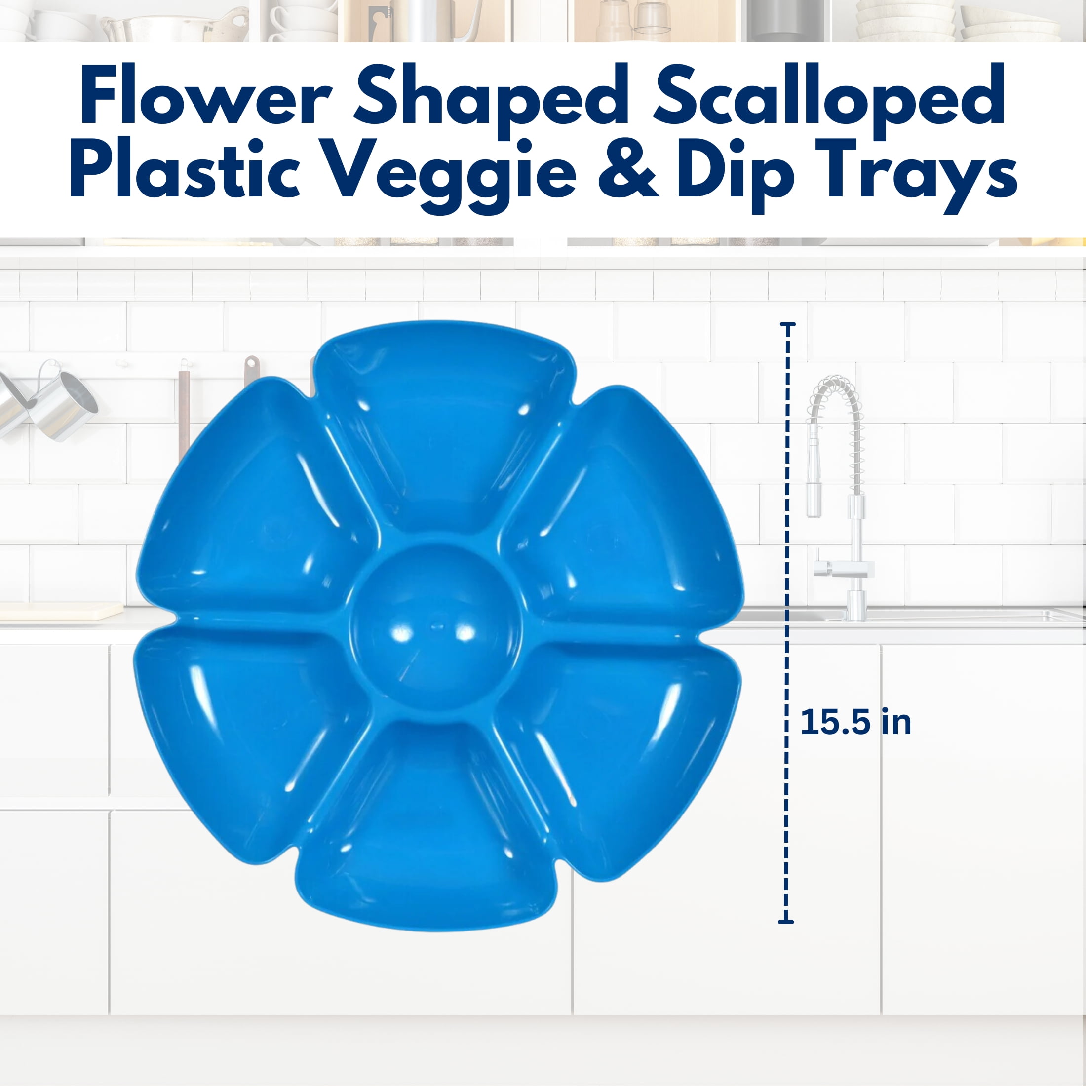 Set of Blue Flower Plastic Veggie Dip Trays, Home