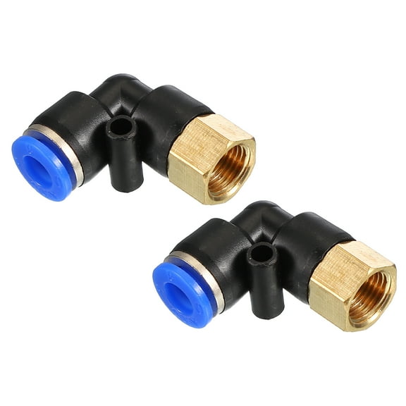 Uxcell 1/8" Push to Connect Fitting 2 Pack PT Female Thread 90 Degree Connect 6mm Tubing Elbow Adapter