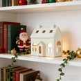 thumbnail image 4 of Christmas Ceramic House Ornament, Miniature Village Decor, L-Shaped Tabletop Accent with Cut-Out Windows for Festive Display, 4 of 6